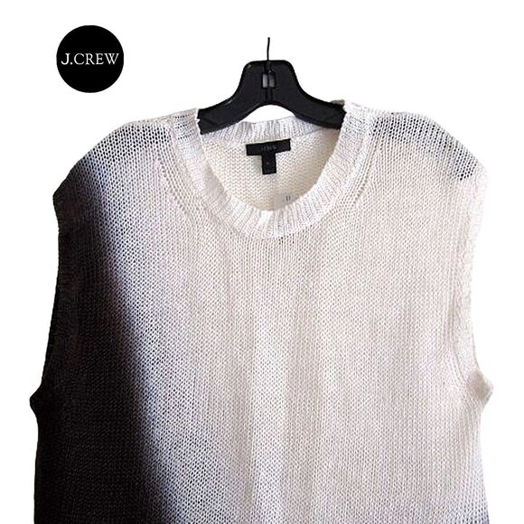 J Crew NEW 60's LINEN Colorblock Oversized Open Knit Top M - Picture 2 of 12